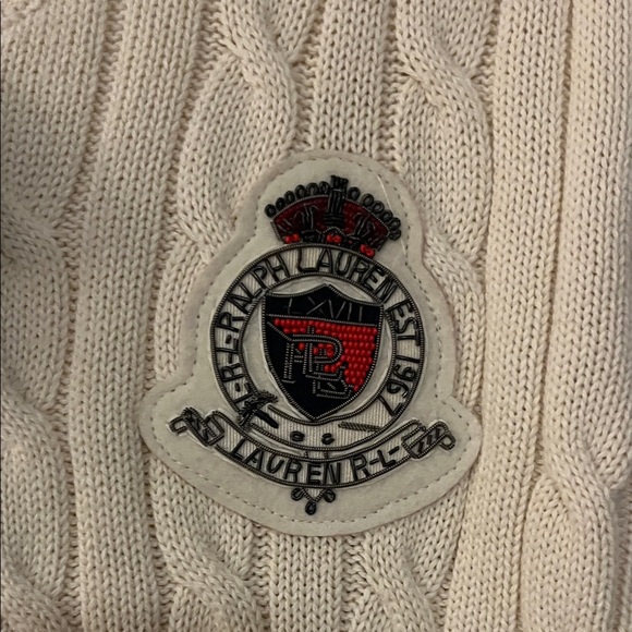 Ralph Lauren Beige Cable Knit Sweater with Crest Patch - Picture 5 of 10